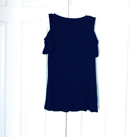 MICHAEL STARS Coveted Black Cold Shoulder Dress Casual ShortSleeve Sweater OS - Picture 5 of 7